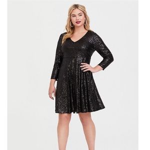 SPECIAL OCCASION BLACK SEQUIN SKATER DRESS